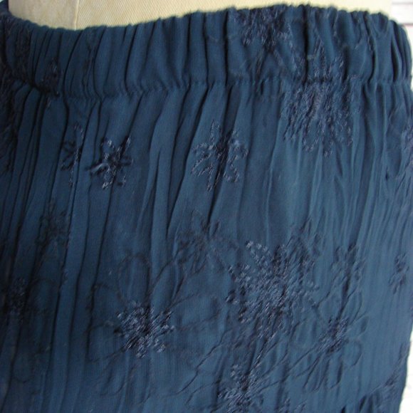 Navy Blue Embroidered Broomstick Layered Skirt PS - Picture 7 of 16